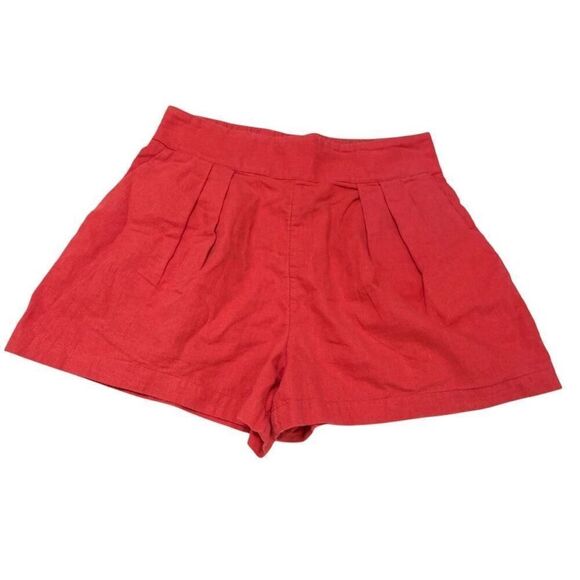 Abercrombie & Fitch Sz S linen blend high rise pleated pullover shorts pockets - Picture 1 of 6
